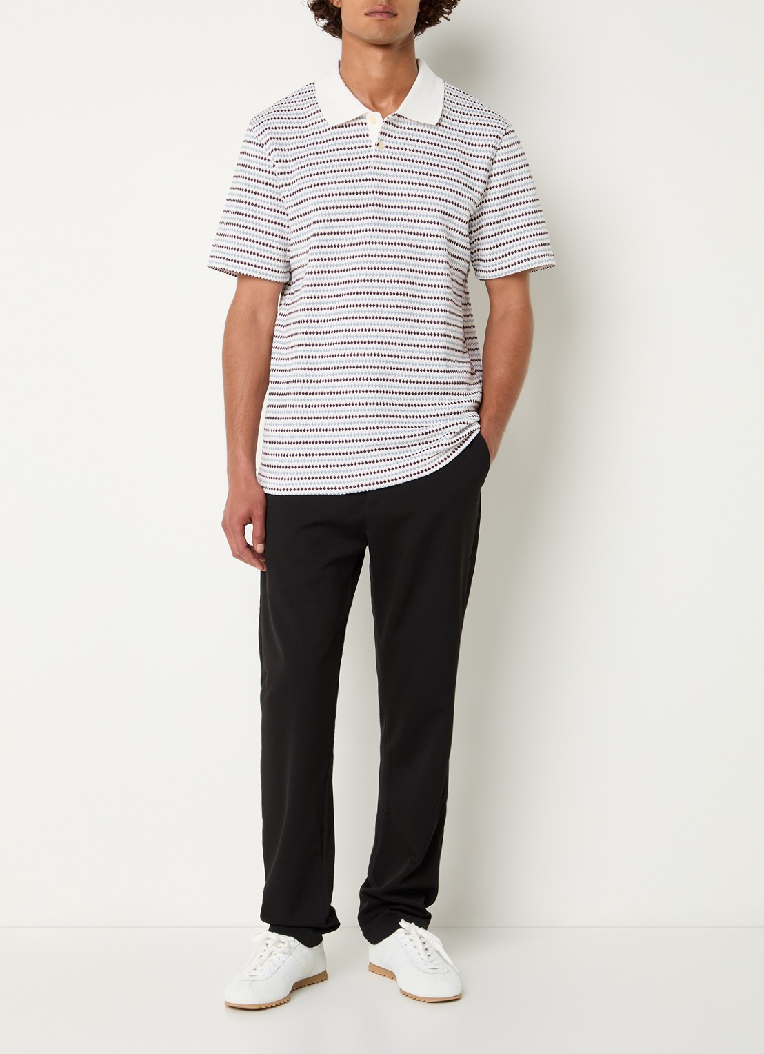 Les Deux Como straight fit pantalon met steekzakken - voorkant 5 zwart