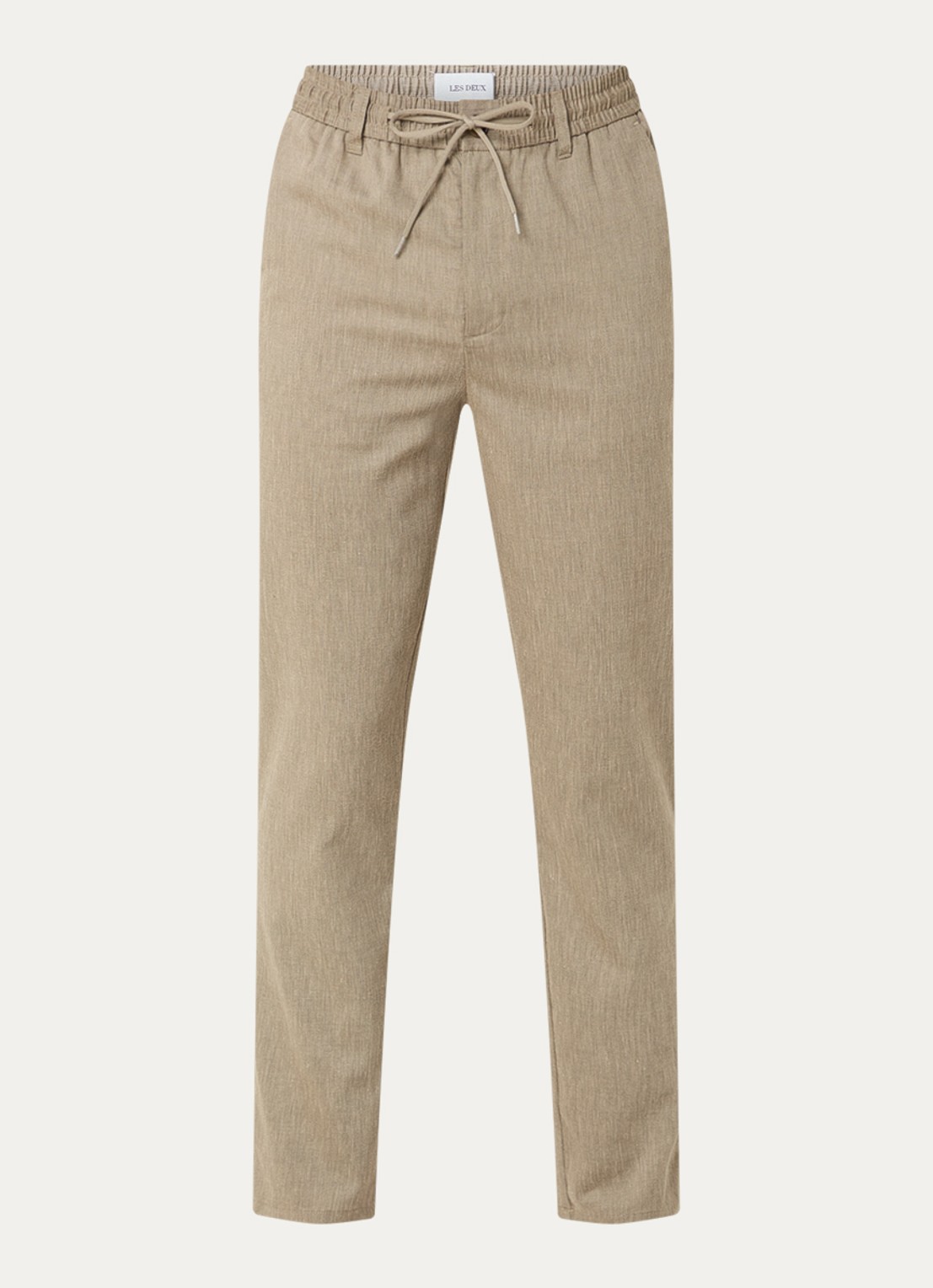 Les Deux Como tapered fit chino in linnnblend met steekzakken - voorkant khaki