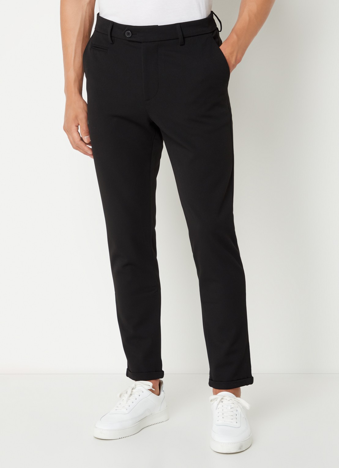 Les Deux Como tapered fit pantalon met steekzakken  - detail zwart