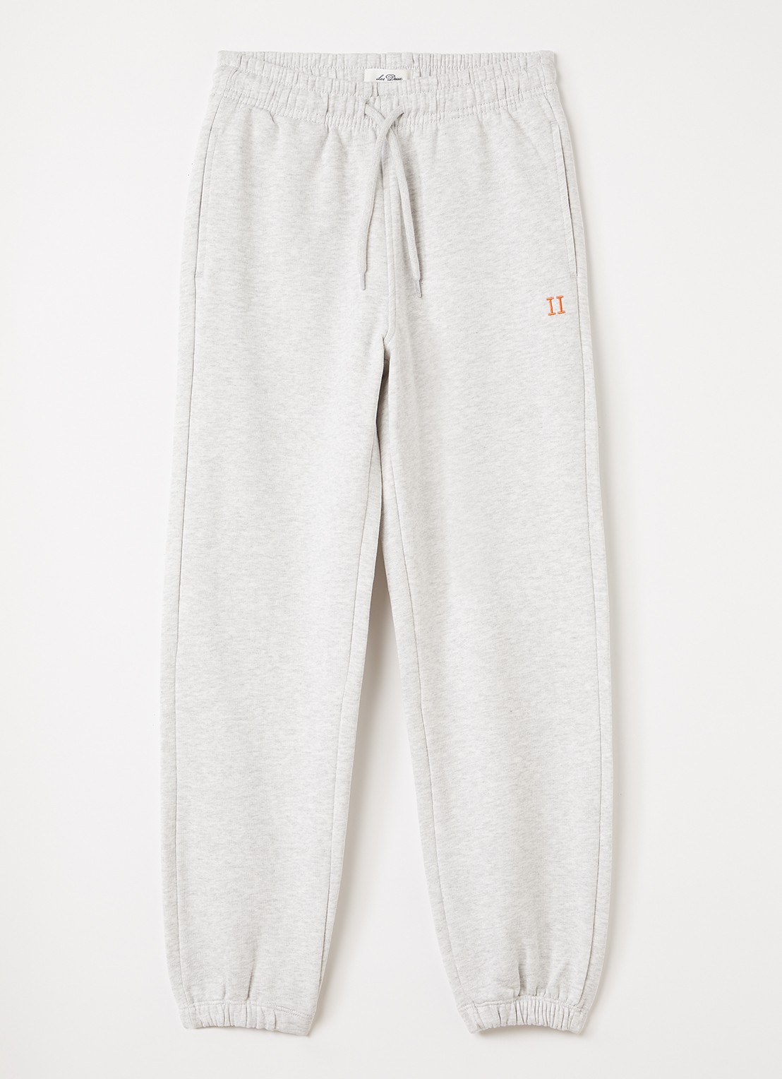 Les Deux Core Contrast tapered fit joggingbroek met logoborduring - voorkant 2 lichtgrijs