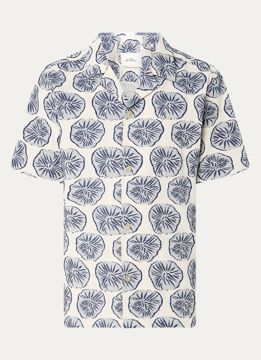 Les Deux Dahlia regular fit overhemd in linnenblend met borduring - voorkant 2 blauw
