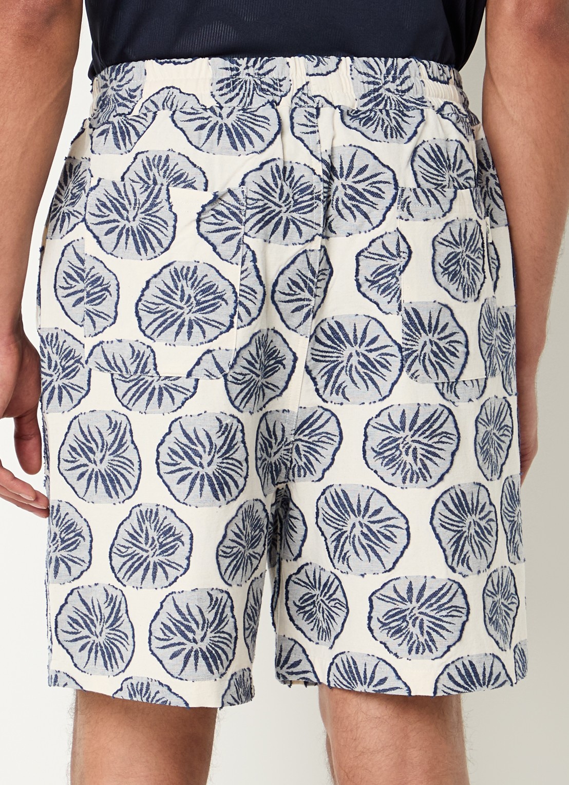 Les Deux Dahlia straight fit korte broek met borduring - achterkant blauw