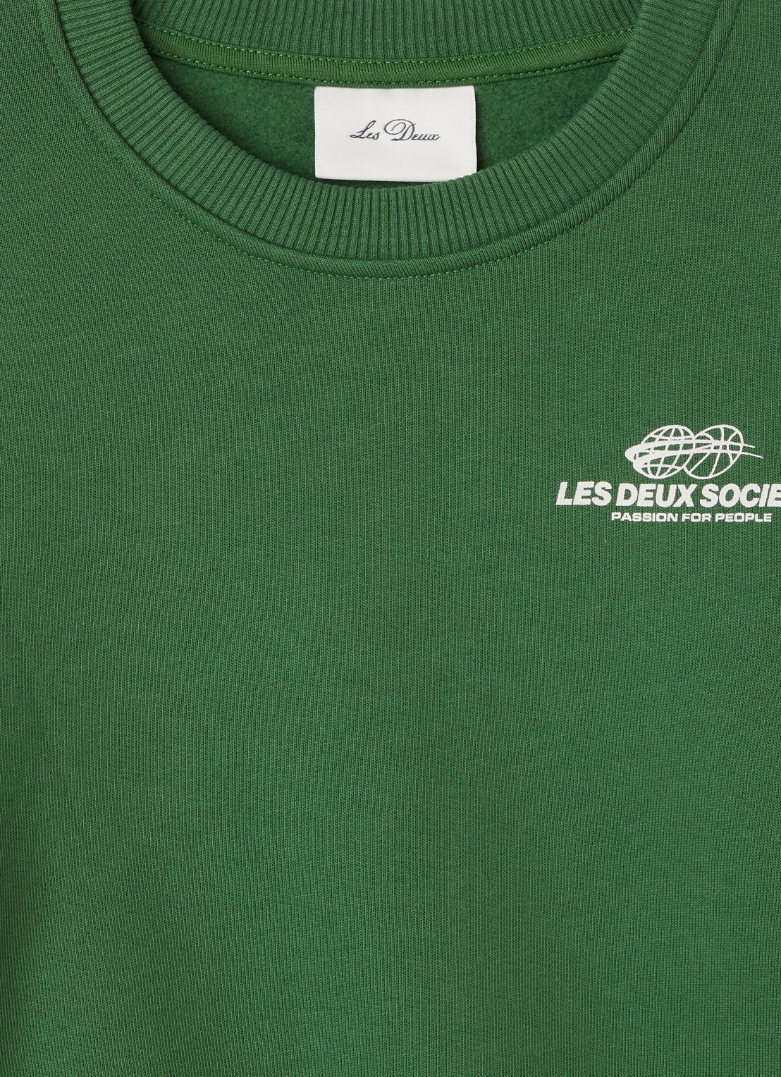 Les Deux Exhibition sweater met logo- en backprint - detail groen