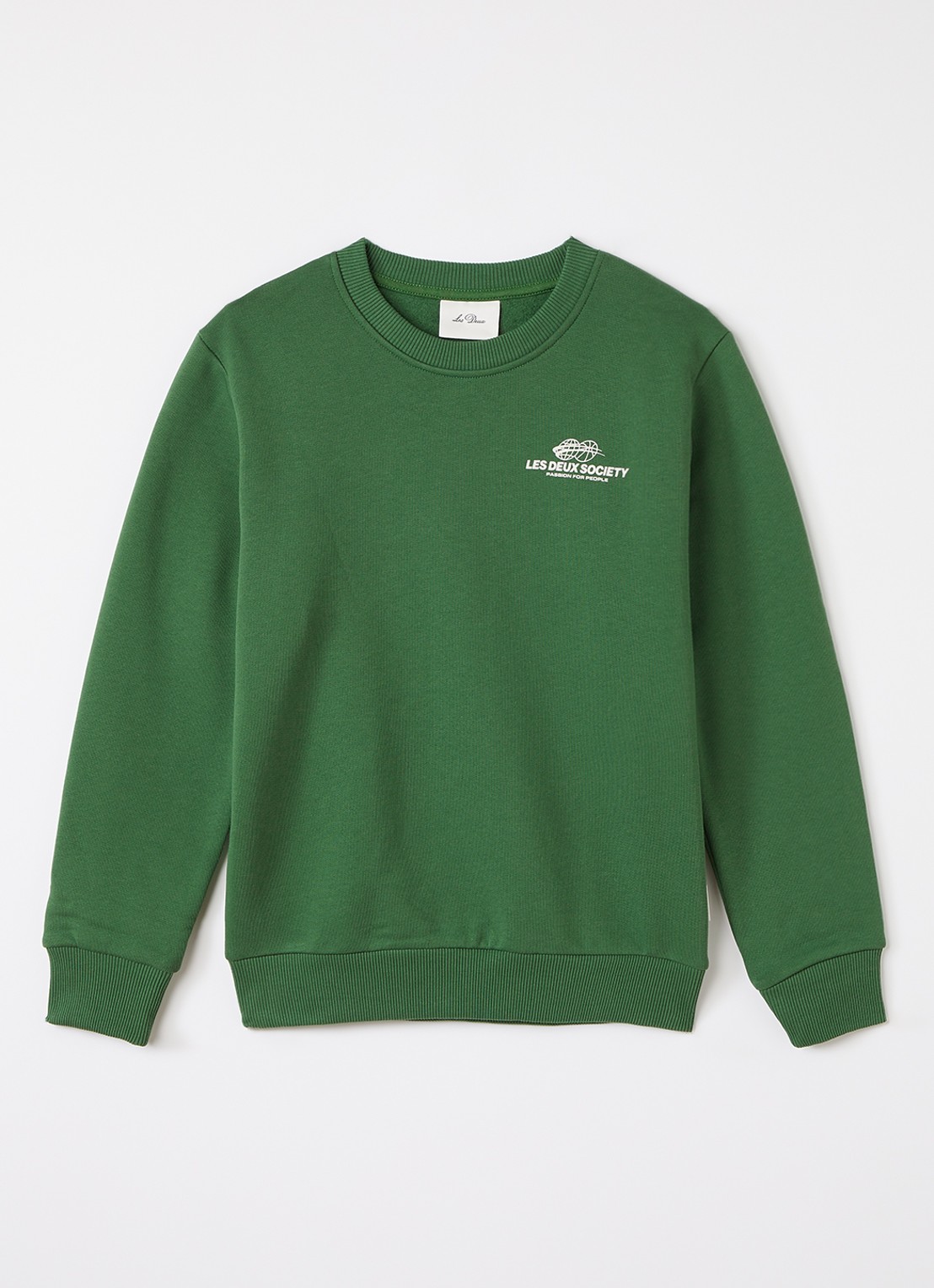Les Deux Exhibition sweater met logo- en backprint - voorkant 2 groen