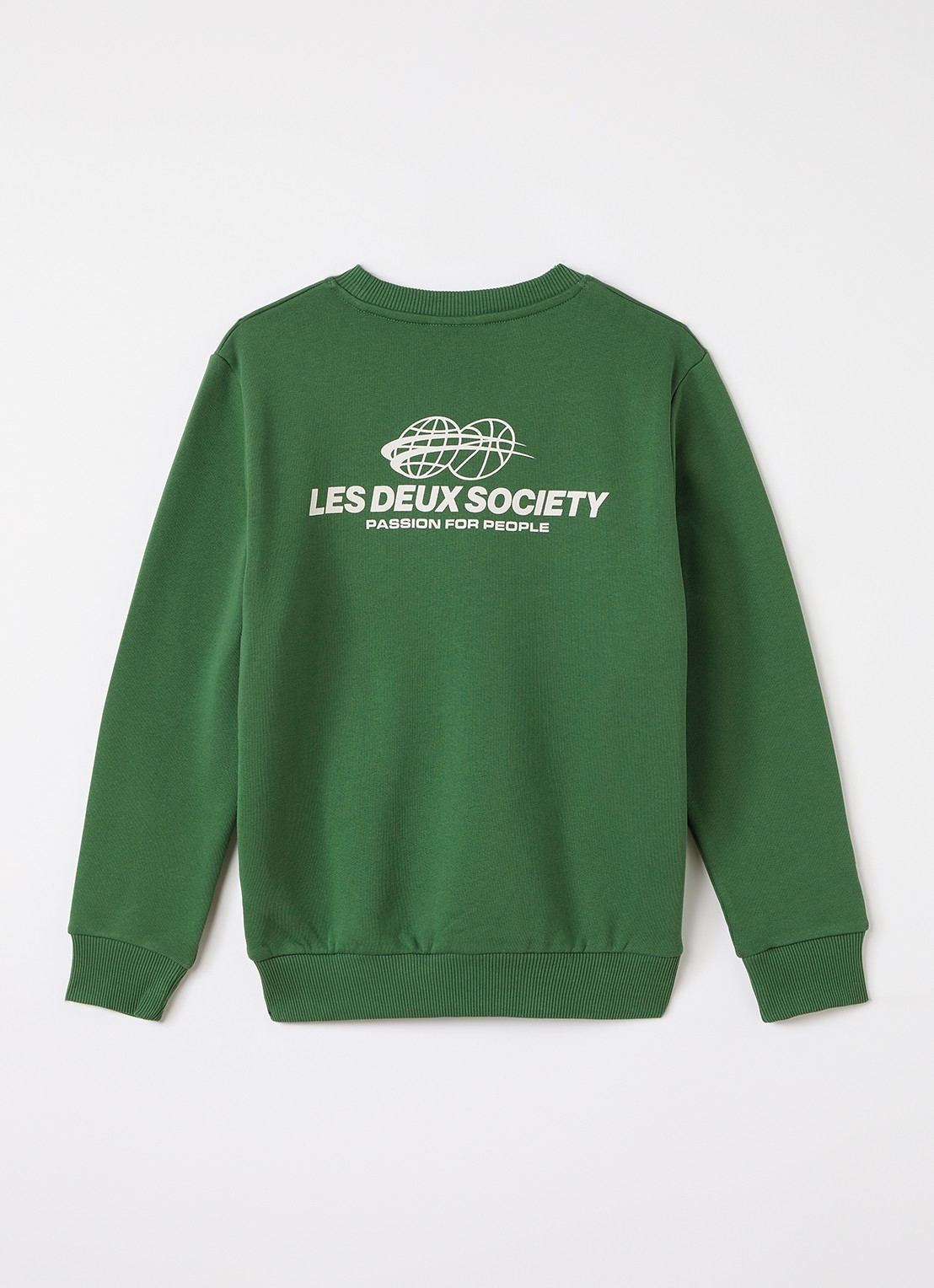 Les Deux Exhibition sweater met logo- en backprint - voorkant 3 groen