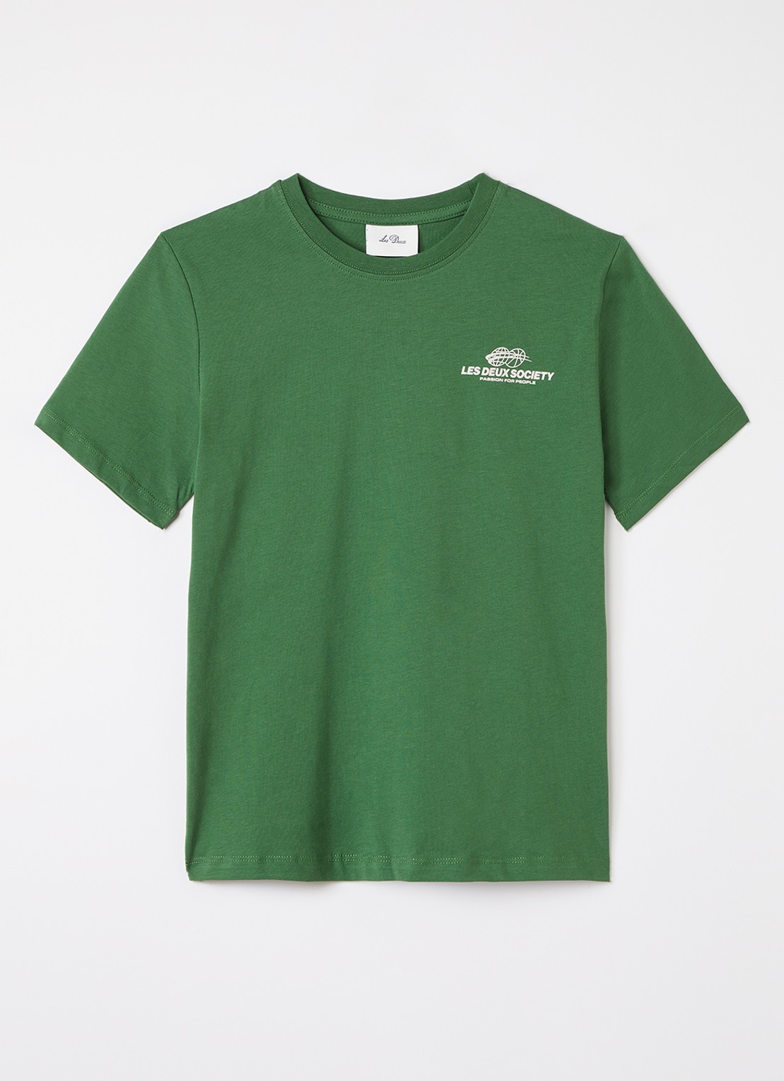 Les Deux Exhibition T-shirt met logo- en backprint - voorkant groen