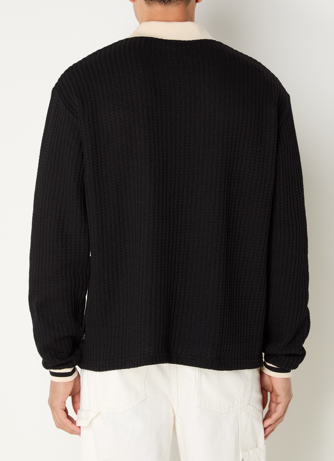Les Deux Fijngebreide pullover met logoborduring - achterkant 4 zwart