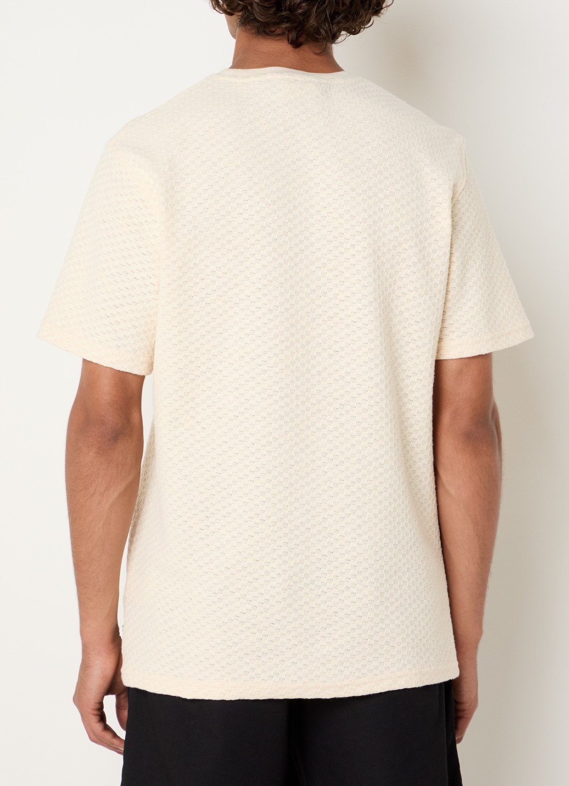Les Deux Fijngebreide T-shirt met structuur - achterkant beige