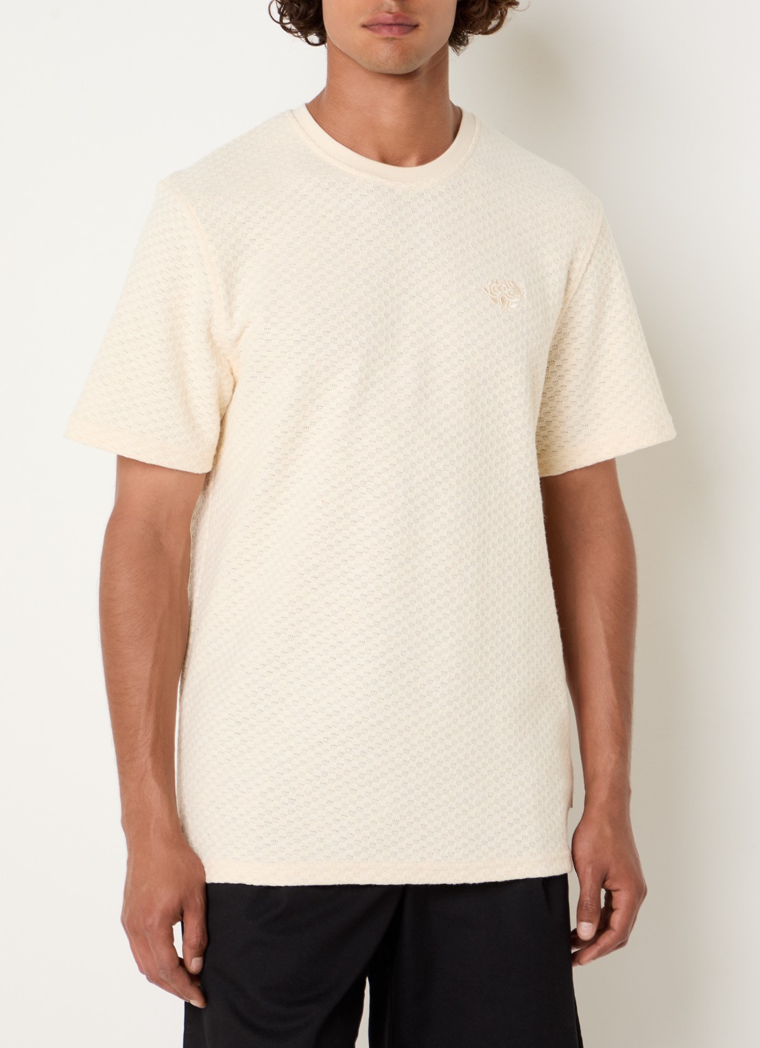 Les Deux Fijngebreide T-shirt met structuur - detail 2 beige
