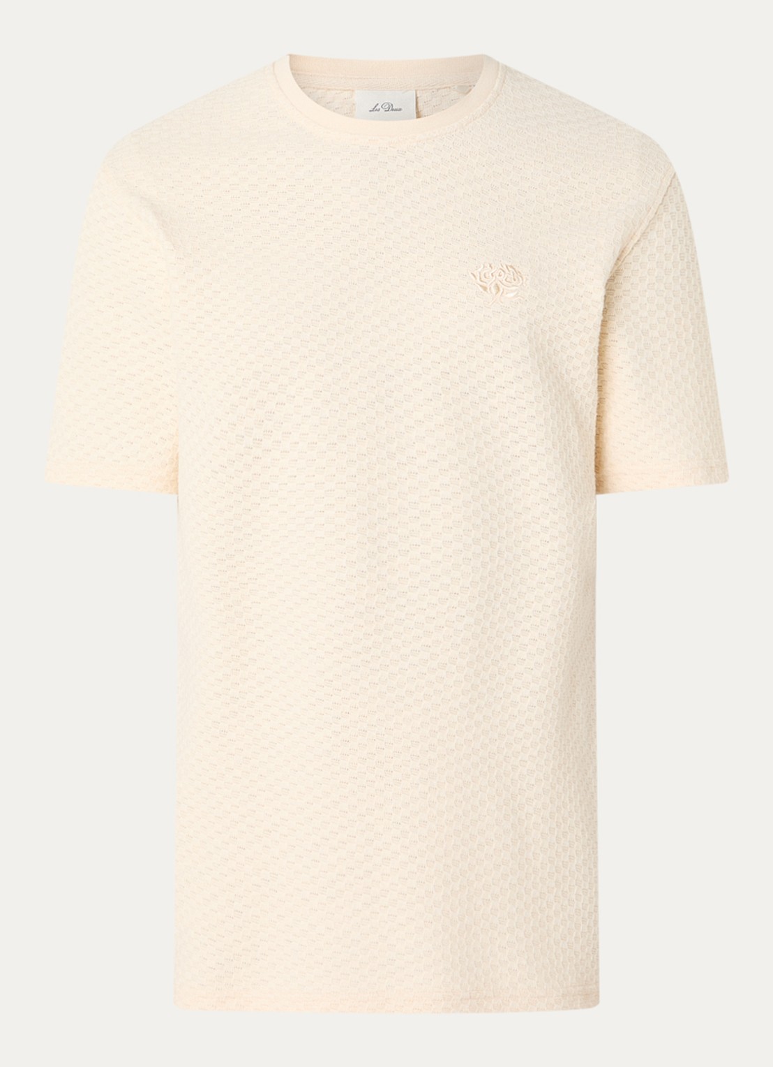 Les Deux Fijngebreide T-shirt met structuur - voorkant 3 beige