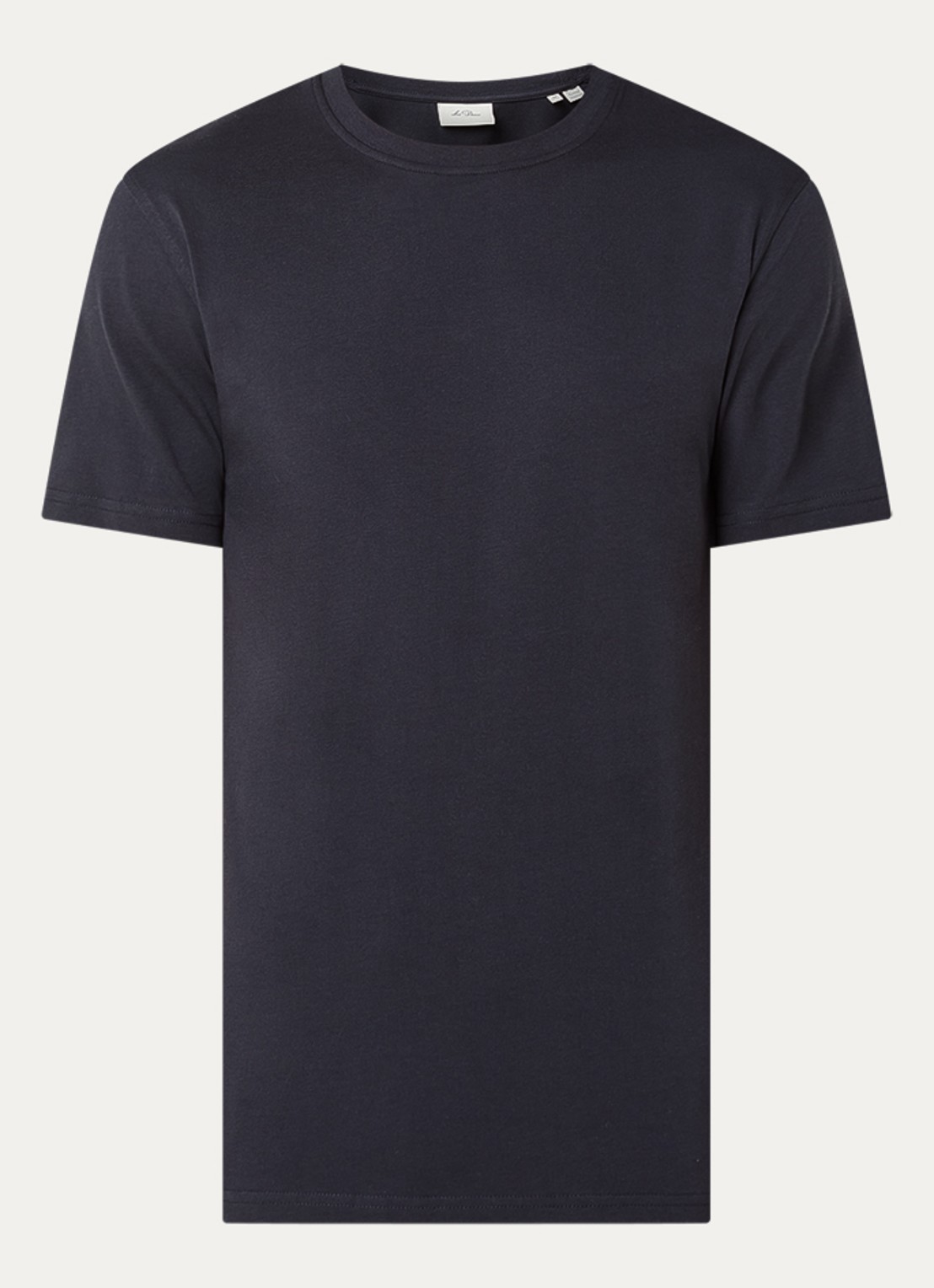 Les Deux Flower T-shirt met logo- en backprint - voorkant donkerblauw
