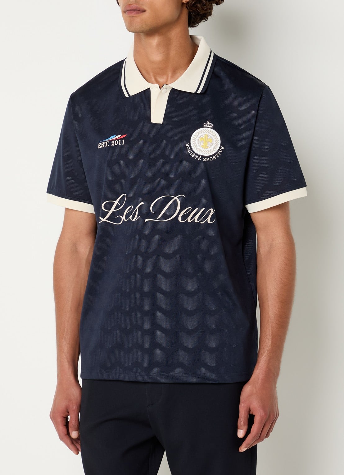Les Deux France jersey regular fit polo - detail 2 donkerblauw