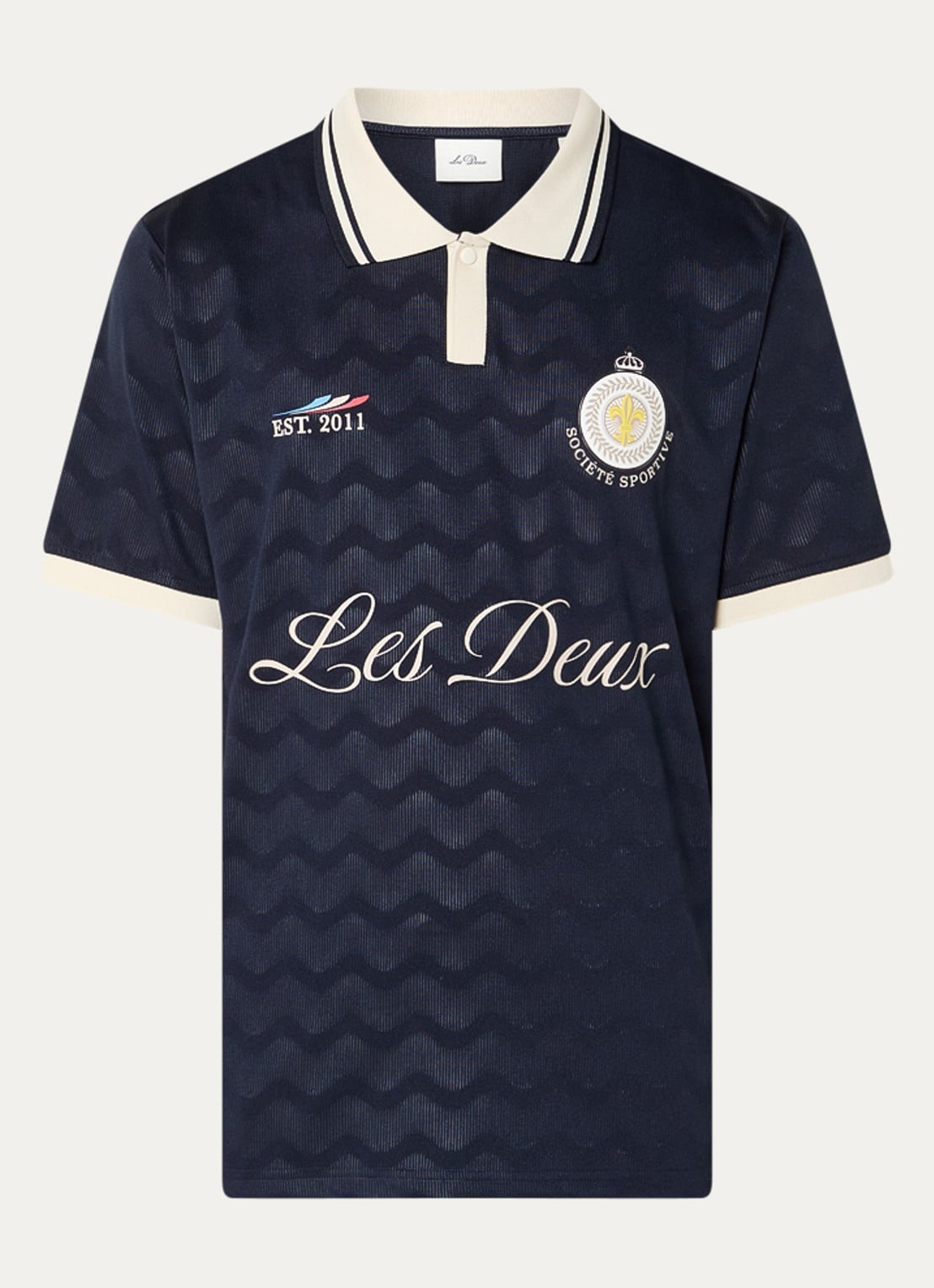 Les Deux France jersey regular fit polo - voorkant 3 donkerblauw