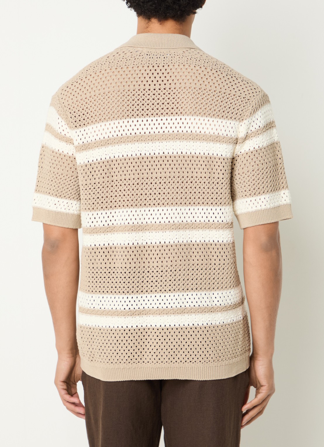Les Deux Gianni regular fit overhemd met opengewerkt dessin - achterkant 4 beige