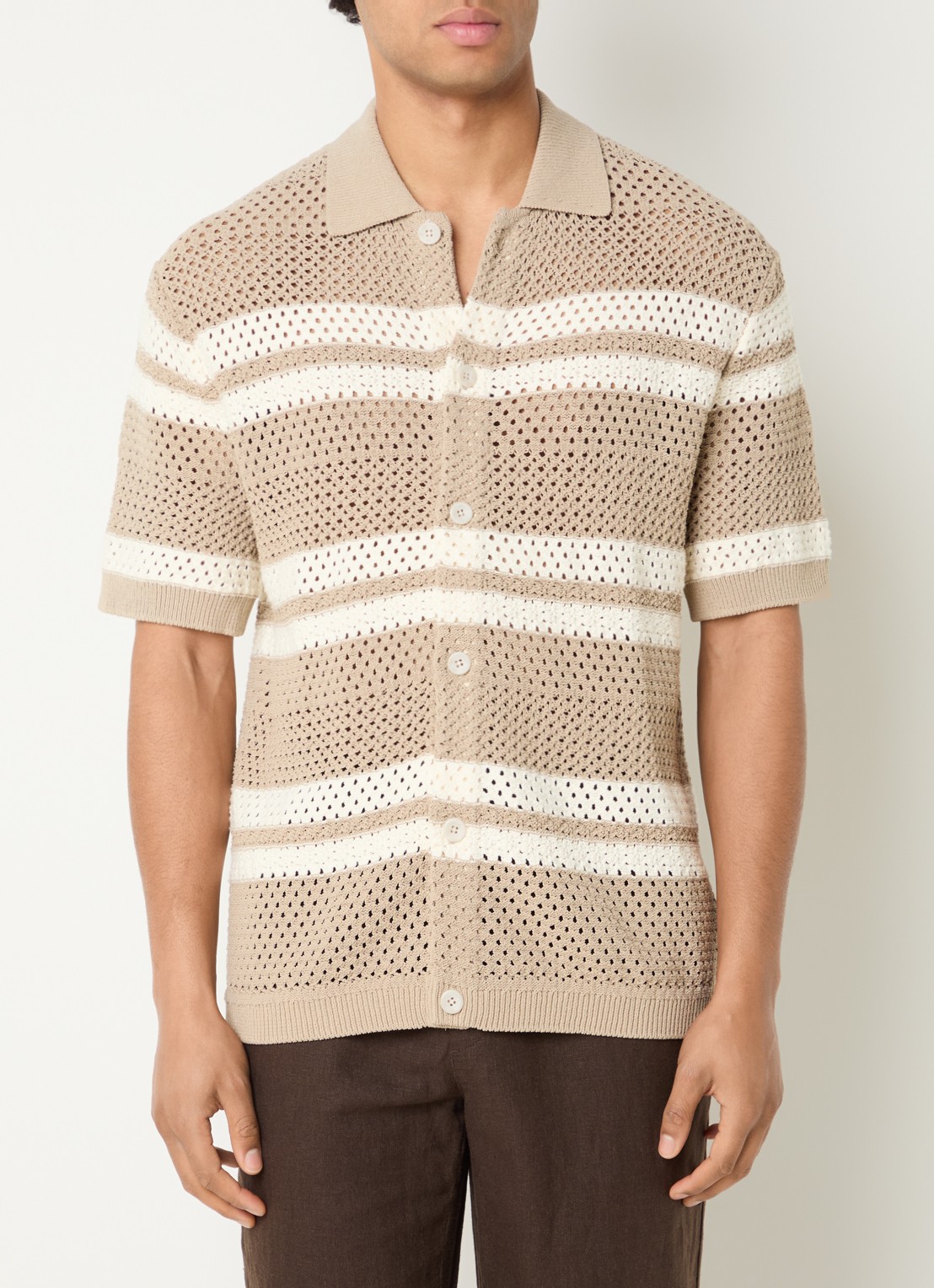 Les Deux Gianni regular fit overhemd met opengewerkt dessin - detail 3 beige