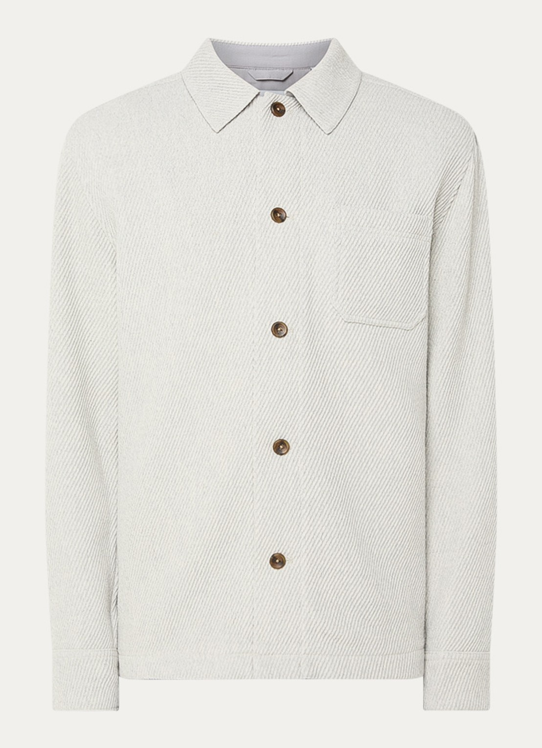 Les Deux Hamilton regular fit overshirt in wolblend met borstzak - voorkant 2 lichtgrijs