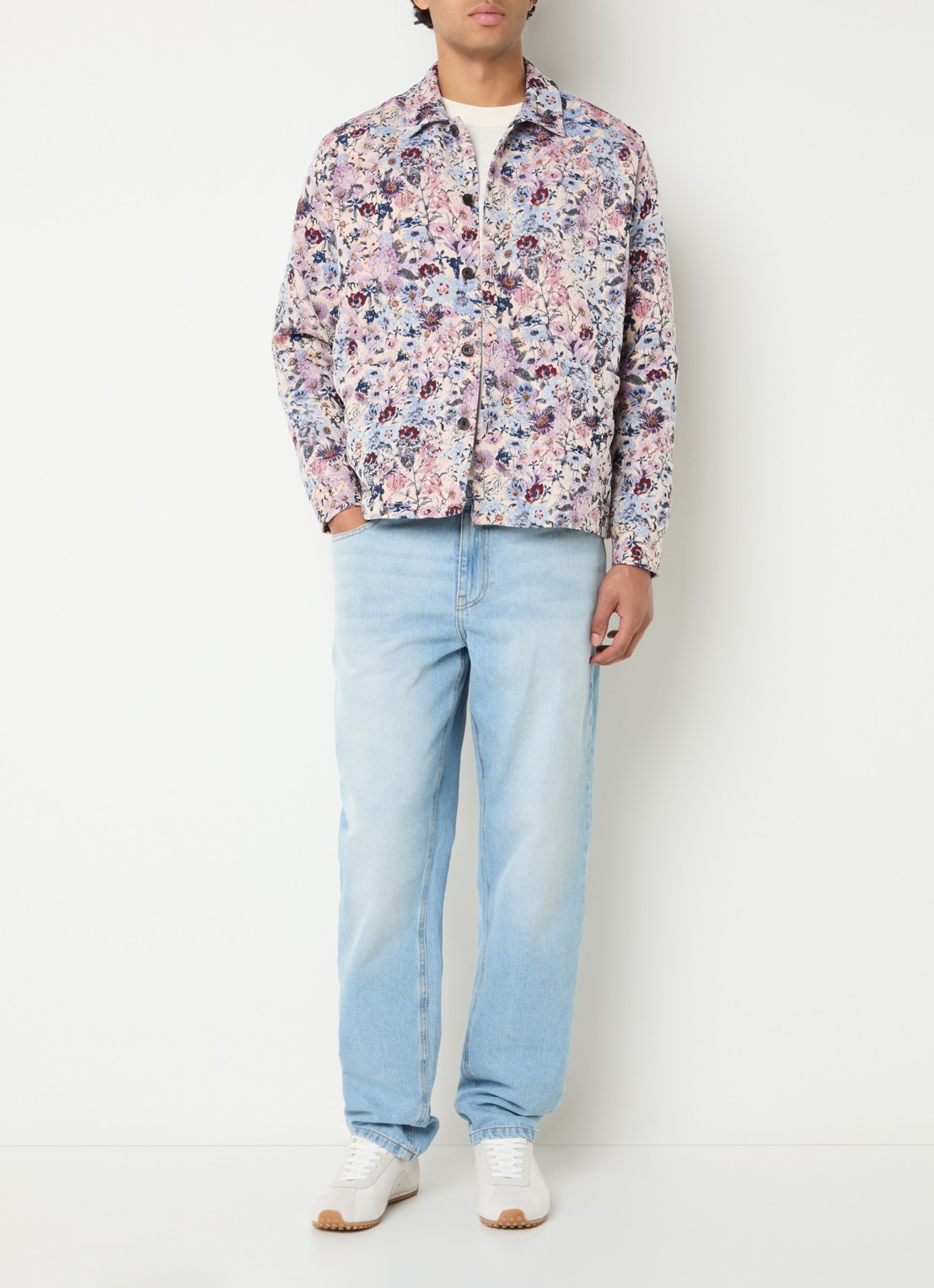 Les Deux High regular fit overhemd met jacquard dessin - voorkant 2 gebroken wit