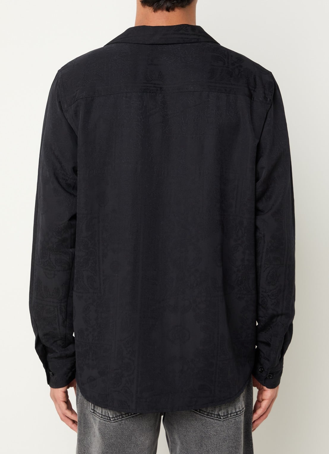 Les Deux Jasper regular fit overhemd met jacquard dessin - achterkant zwart