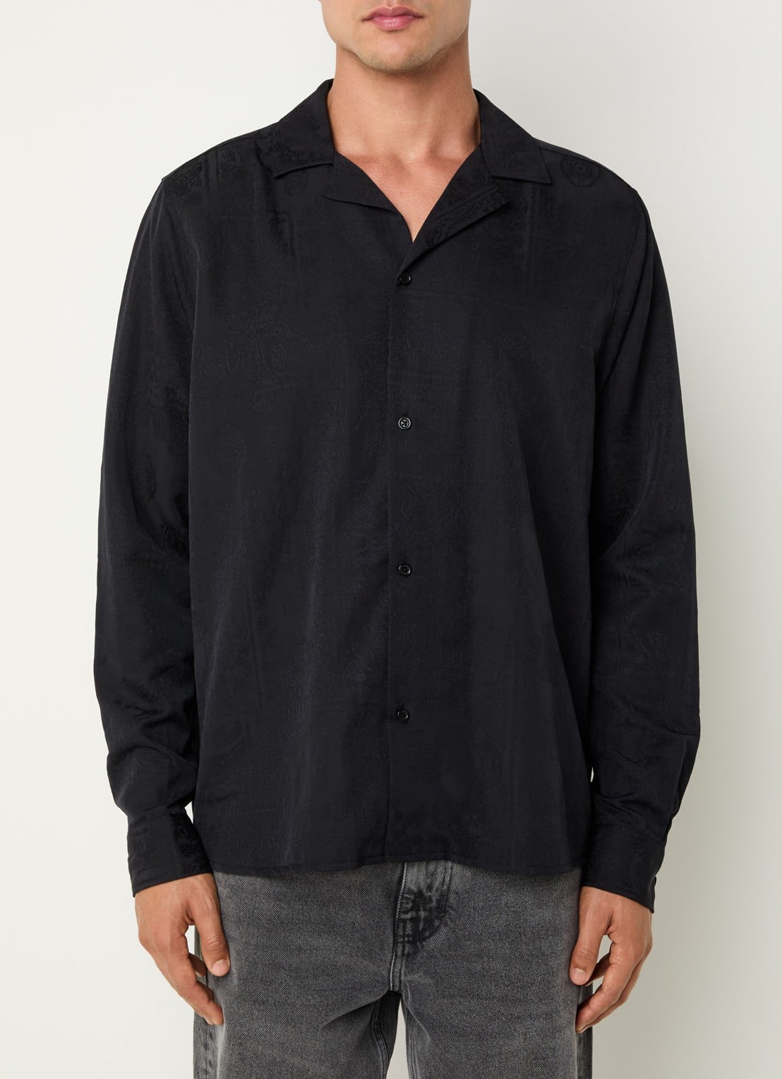 Les Deux Jasper regular fit overhemd met jacquard dessin - detail 4 zwart