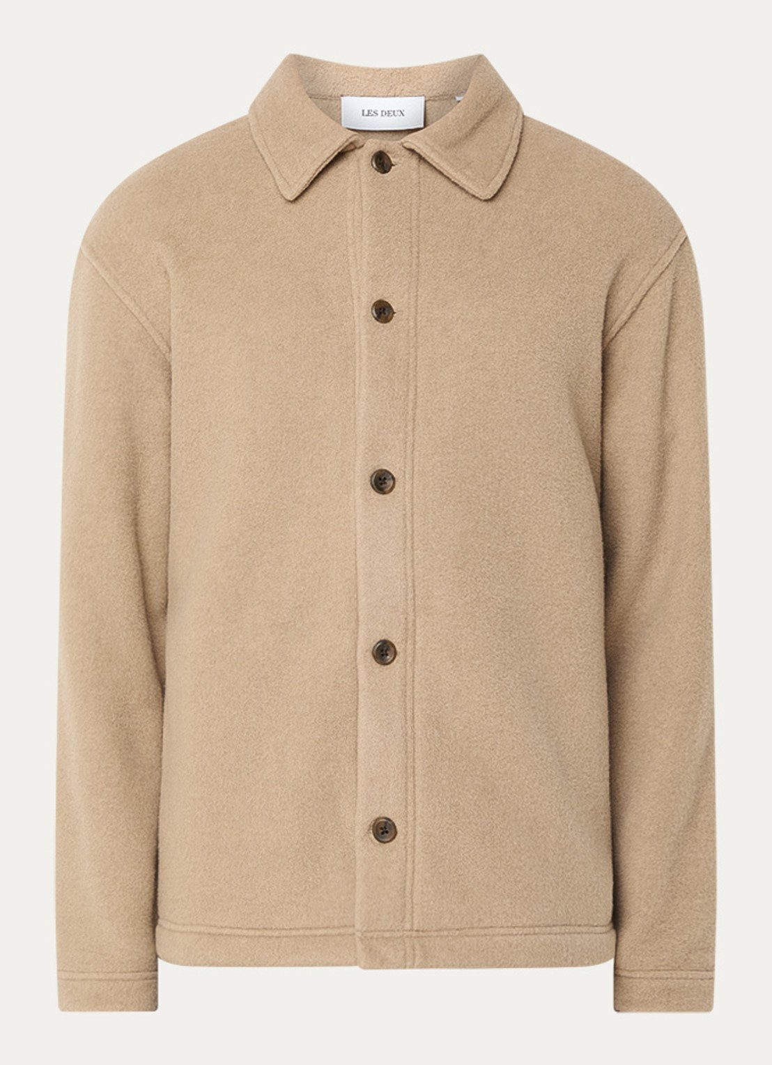 Les Deux Jermaine regular fit overshirt in wolblend - voorkant donkerbeige