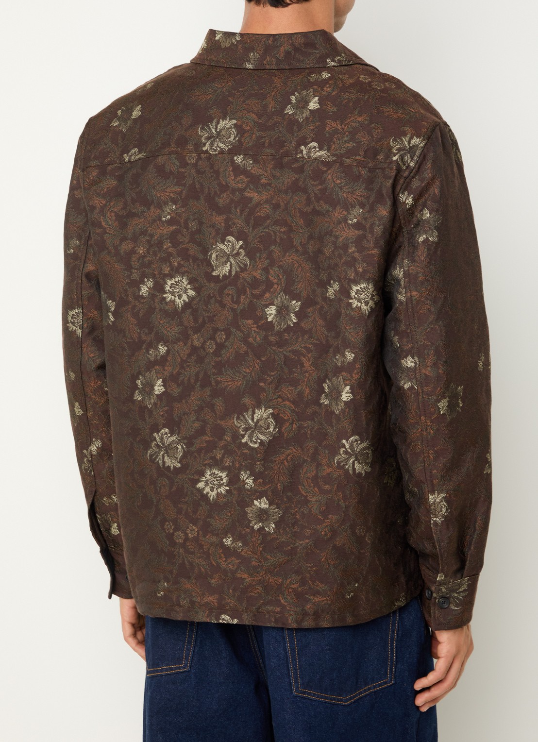 Les Deux Kaleb regular fit overshirt met jacquard dessin - achterkant donkerbruin