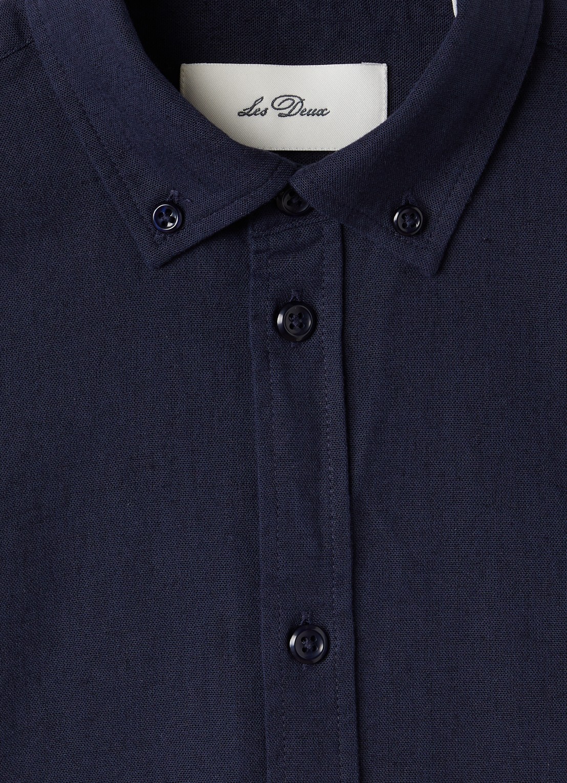 Les Deux Konrad overhemd in linnenblend - detail 3 donkerblauw