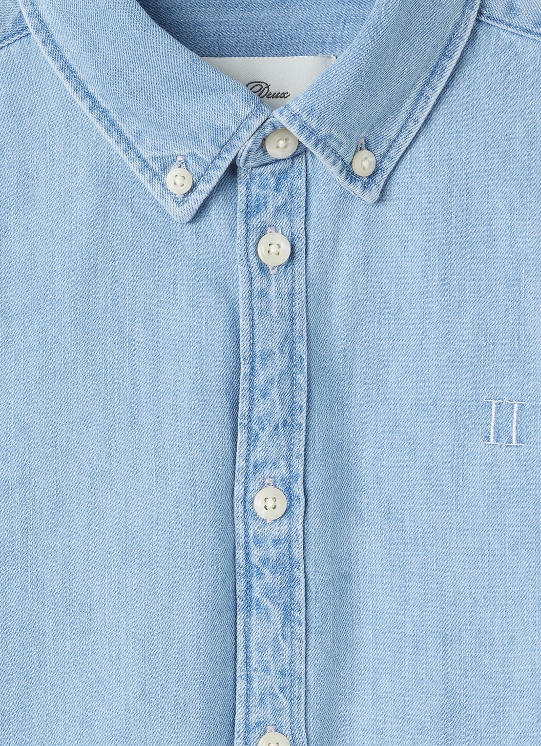 Les Deux Konrad overhemd van denim - detail 3 blauw
