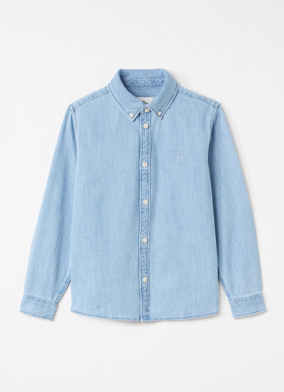 Les Deux Konrad overhemd van denim - voorkant blauw