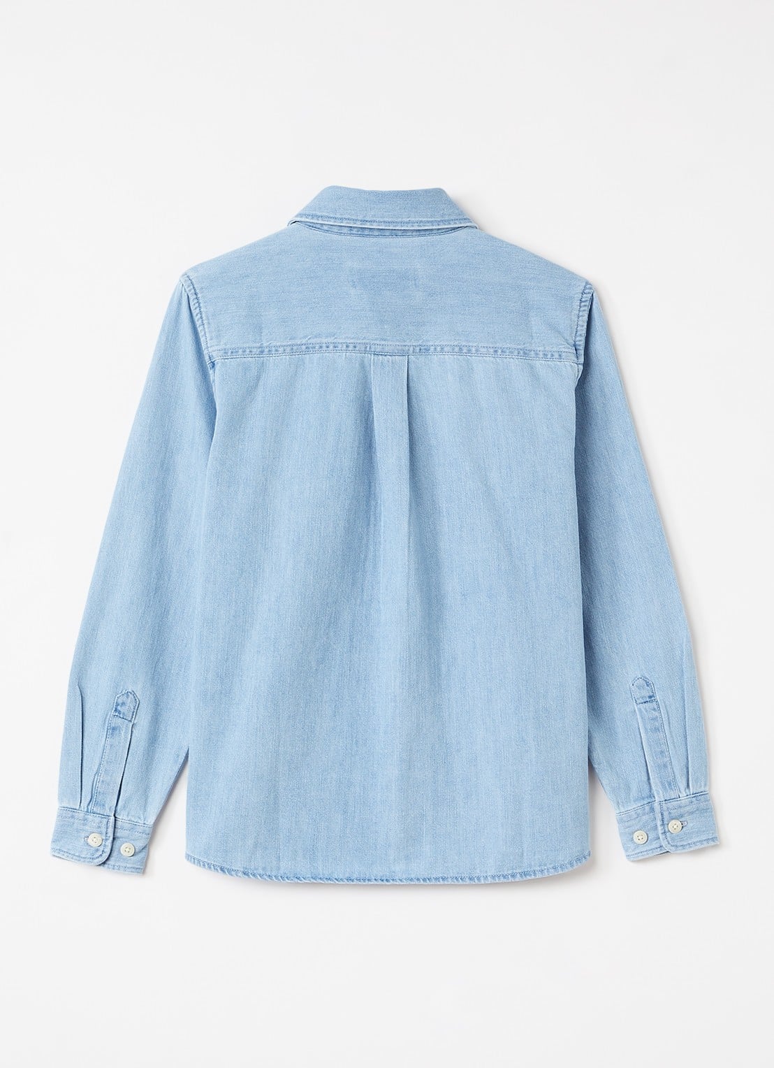 Les Deux Konrad overhemd van denim - voorkant 2 blauw