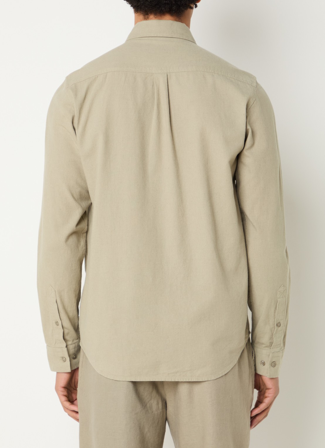 Les Deux Konrad regular fit overhemd in linnenblend - achterkant 4 khaki