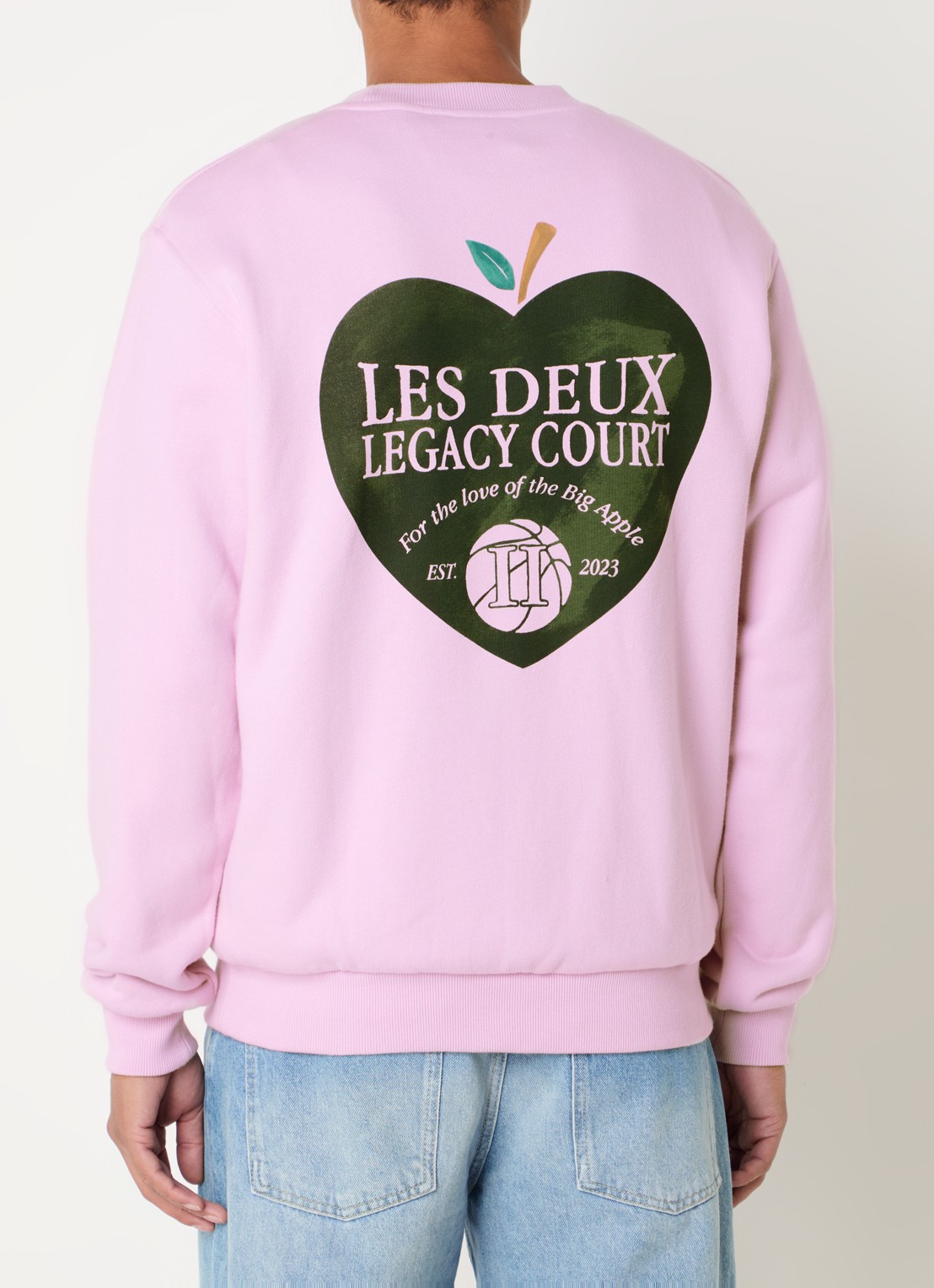 Les Deux Legacy sweater met logo- en backprint - detail lichtroze