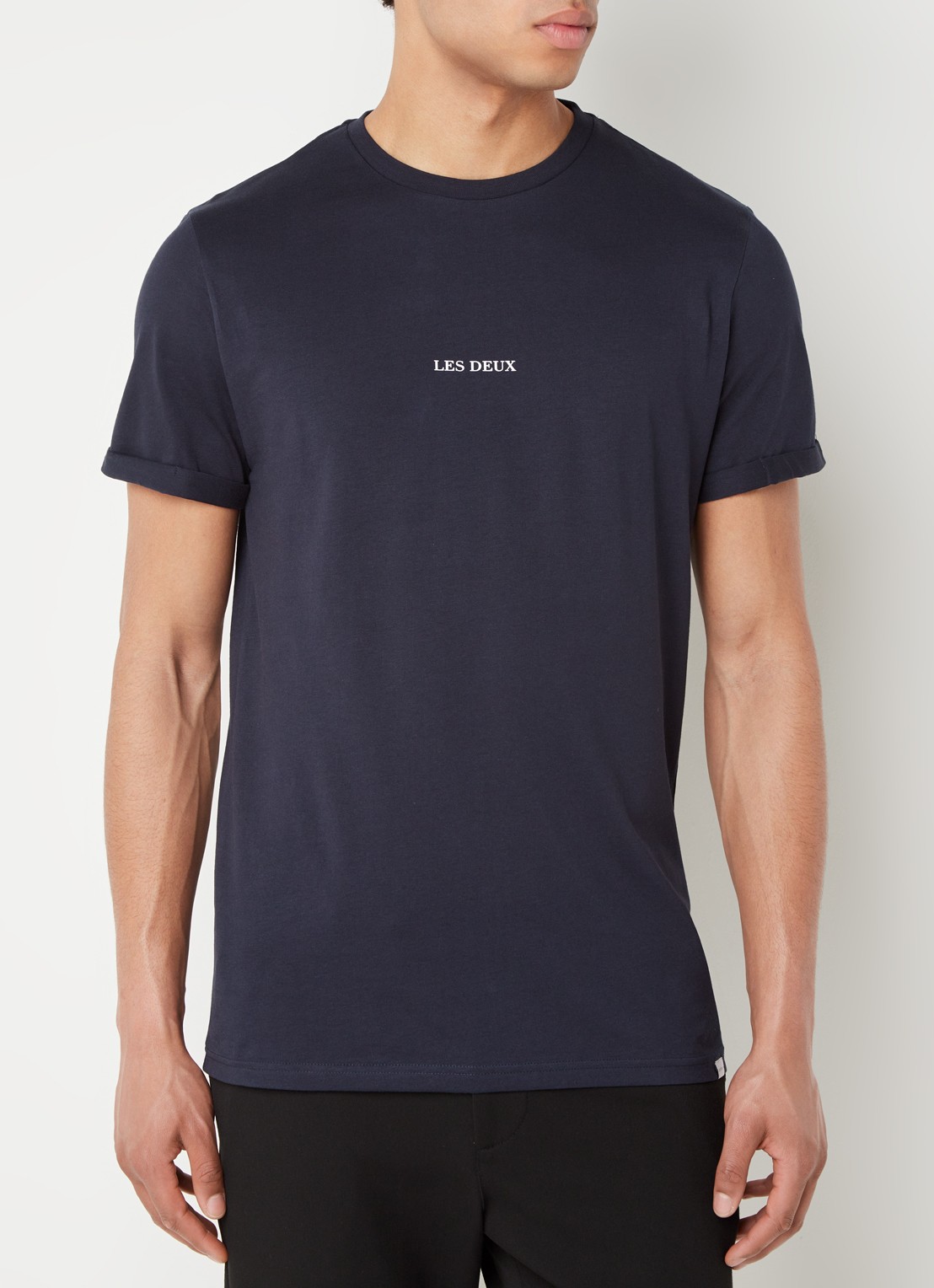 Les Deux Lens T-shirt met logo - detail donkerblauw