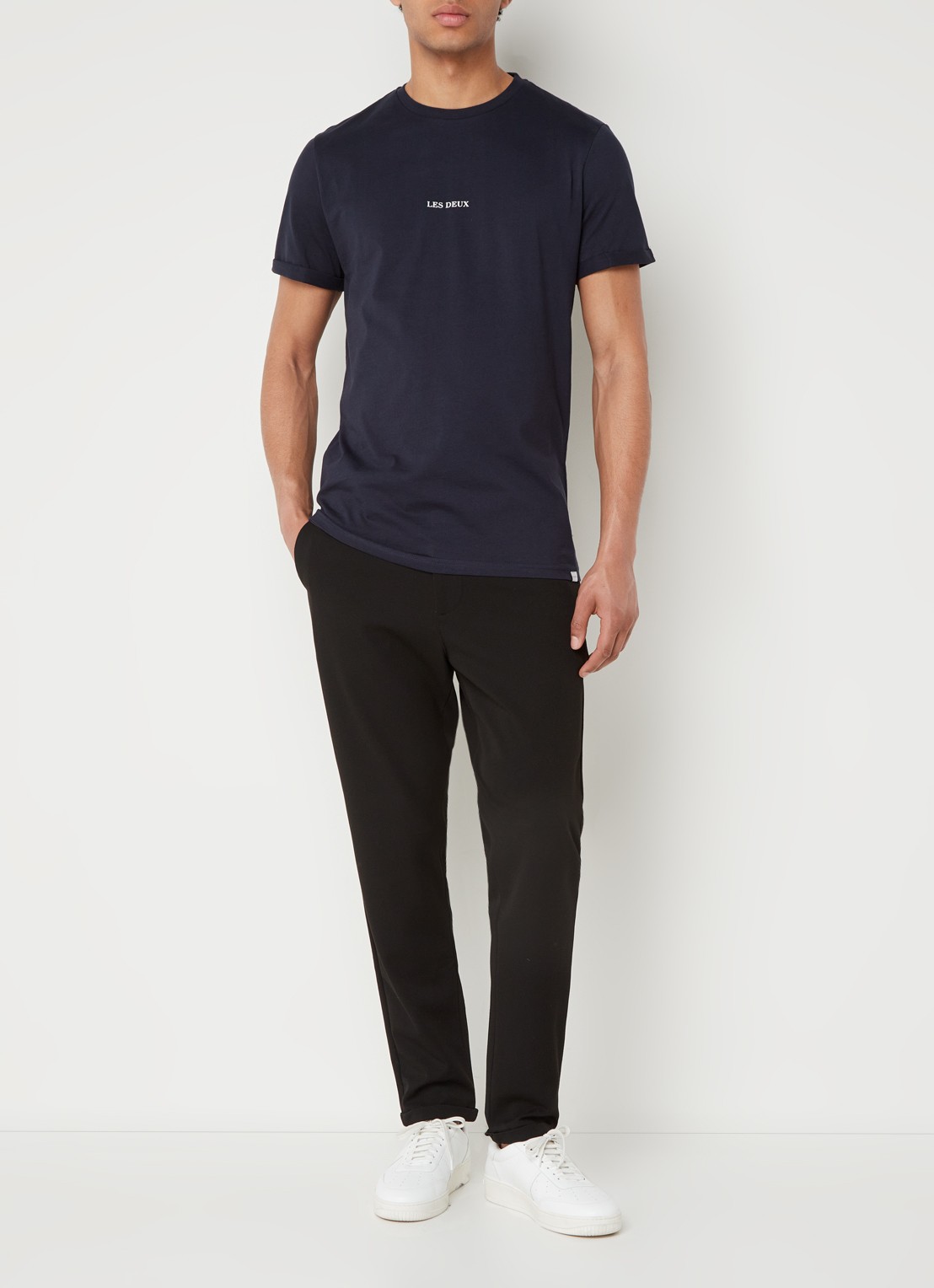 Les Deux Lens T-shirt met logo - voorkant 4 donkerblauw