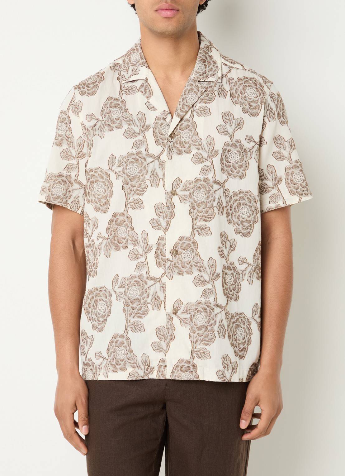 Les Deux Lesley regular fit overhemd met jacquard dessin - detail 2 gebroken wit