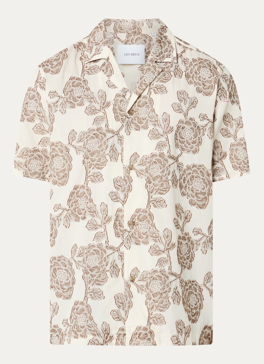 Les Deux Lesley regular fit overhemd met jacquard dessin - voorkant 3 gebroken wit
