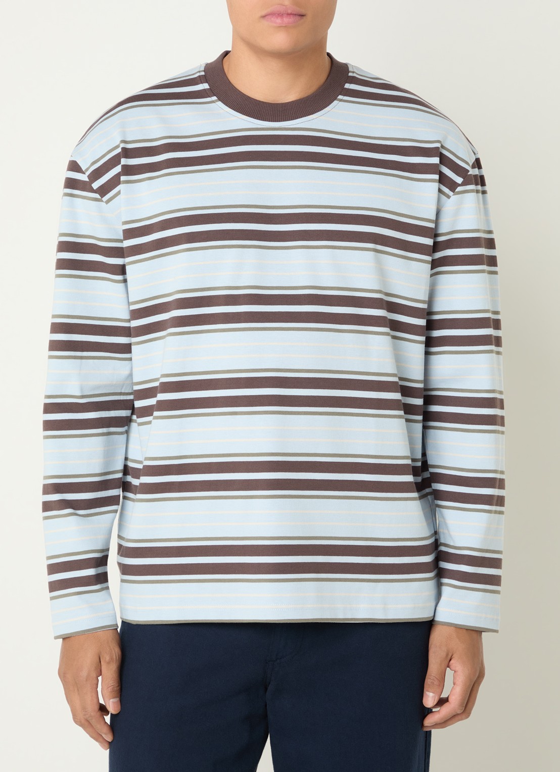 Les Deux Longsleeve met streepprint - detail 4 lichtblauw