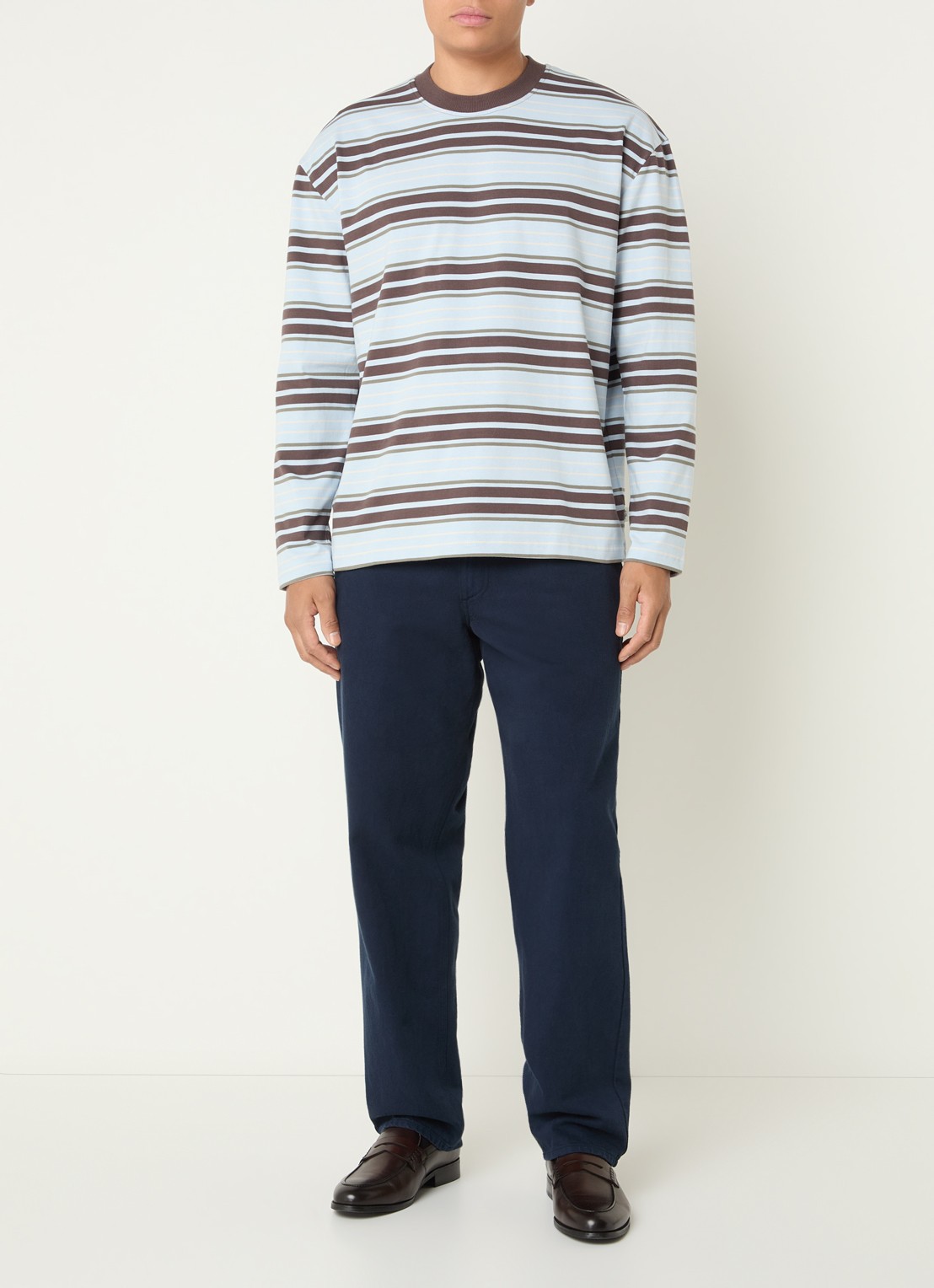 Les Deux Longsleeve met streepprint - voorkant 2 lichtblauw