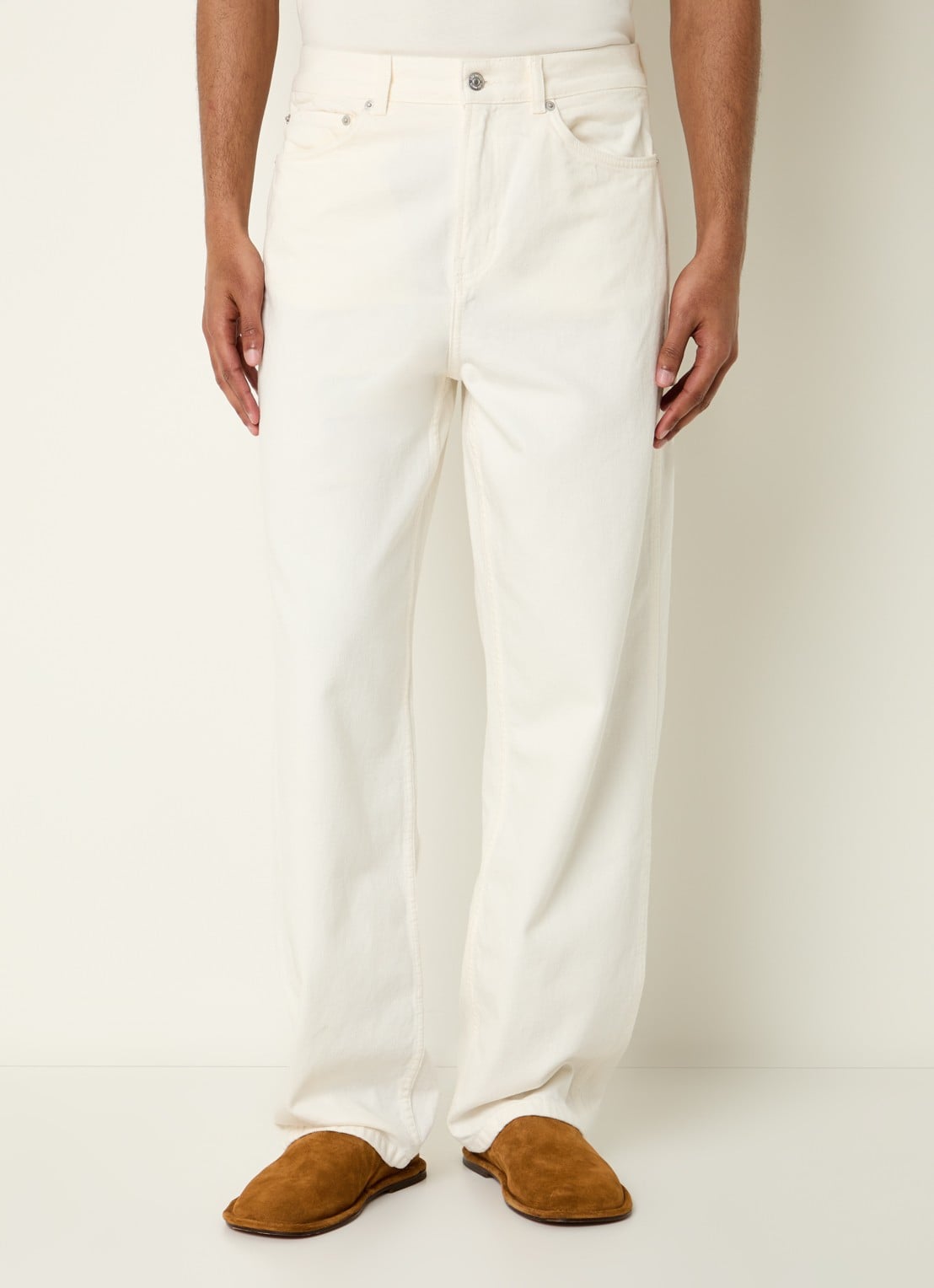 Les Deux Loose fit jeans met gekleurde wassing - detail ivoor