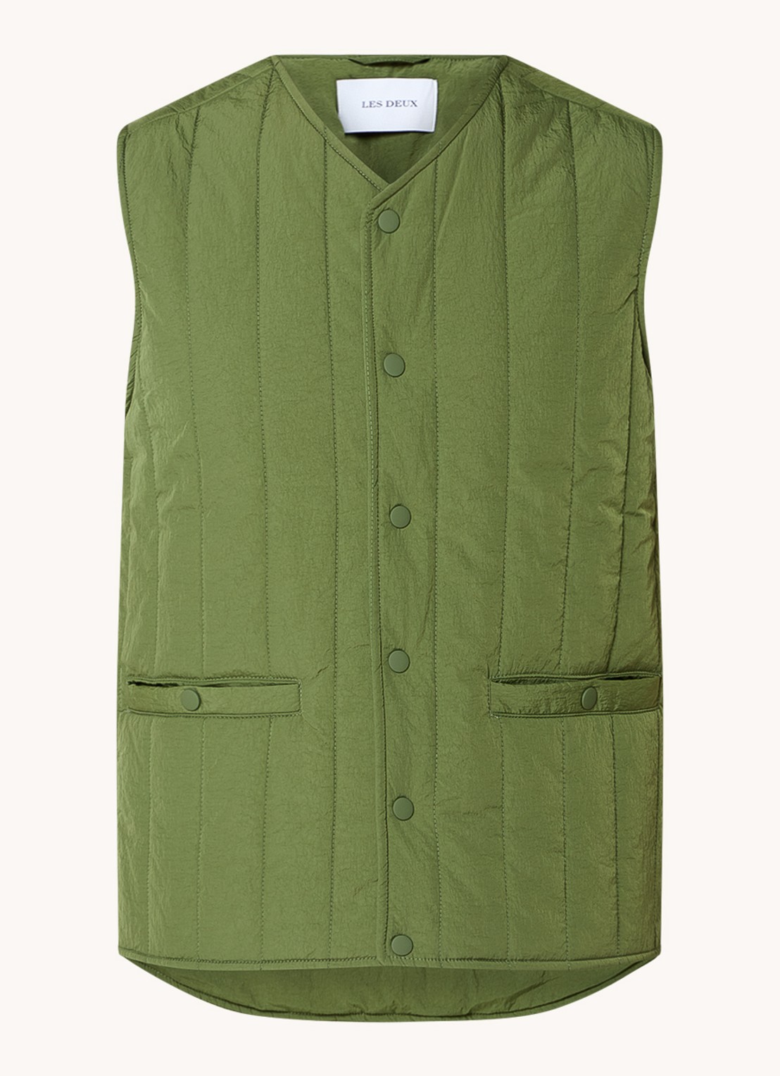 Les Deux Martin gewatteerde bodywarmer met steekzakken - voorkant 3 legergroen