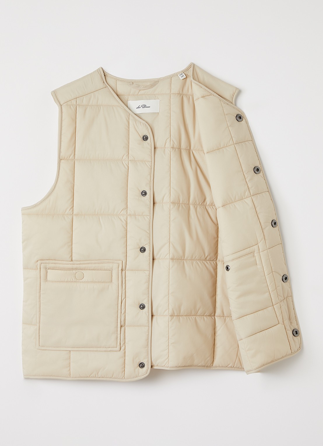 Les Deux Matt bodywarmer met quilt patroon - voorkant 2 beige