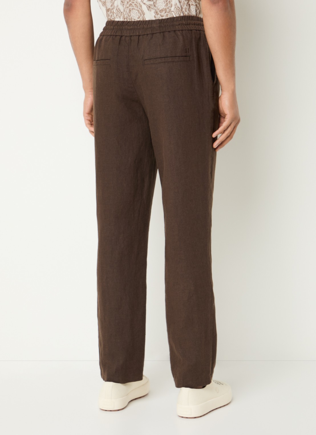 Les Deux Patrick straight fit broek in linnenblend - achterkant donkerbruin