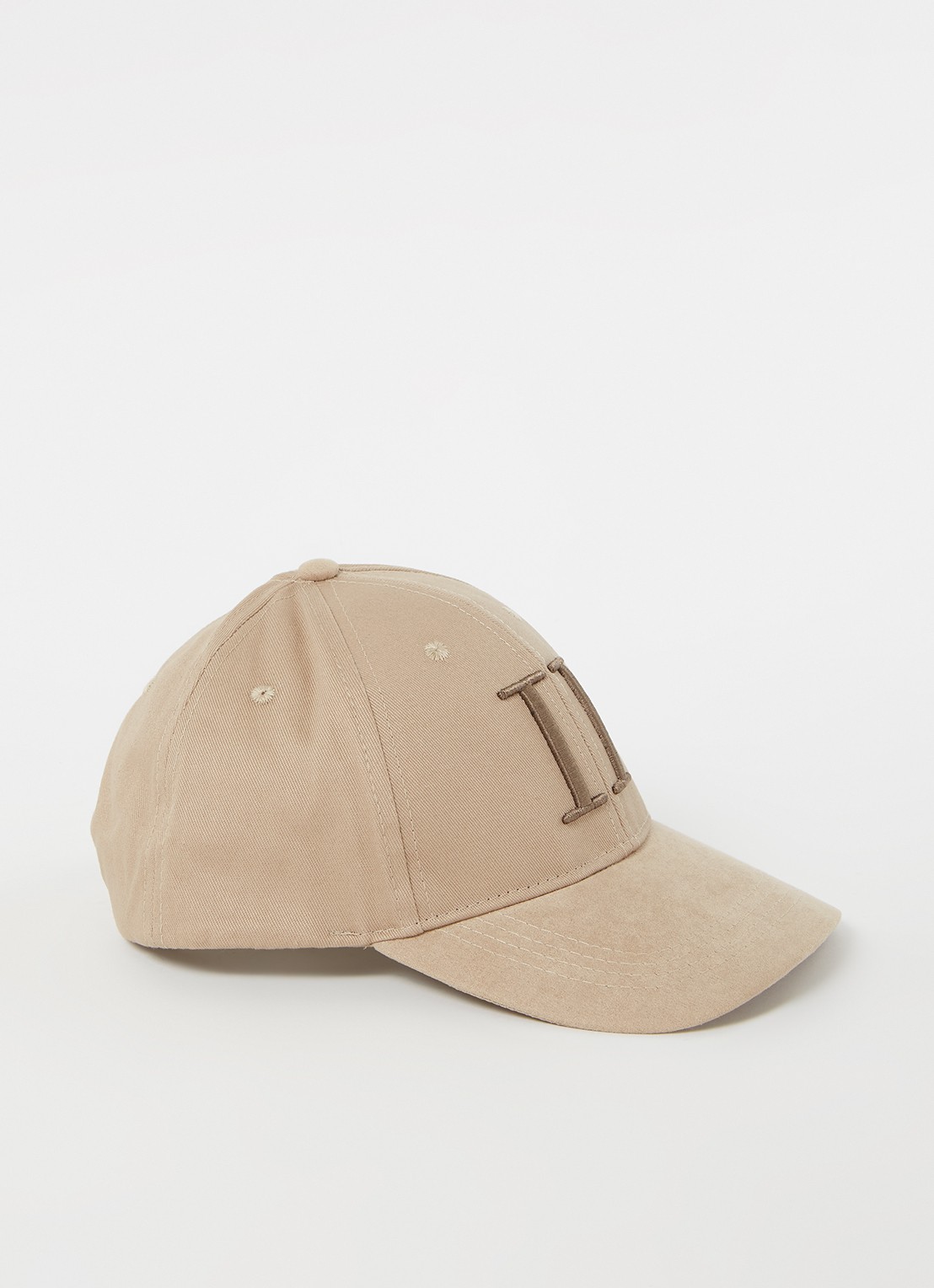 Les Deux Pet met suède detail en logoborduring - voorkant 2 zand