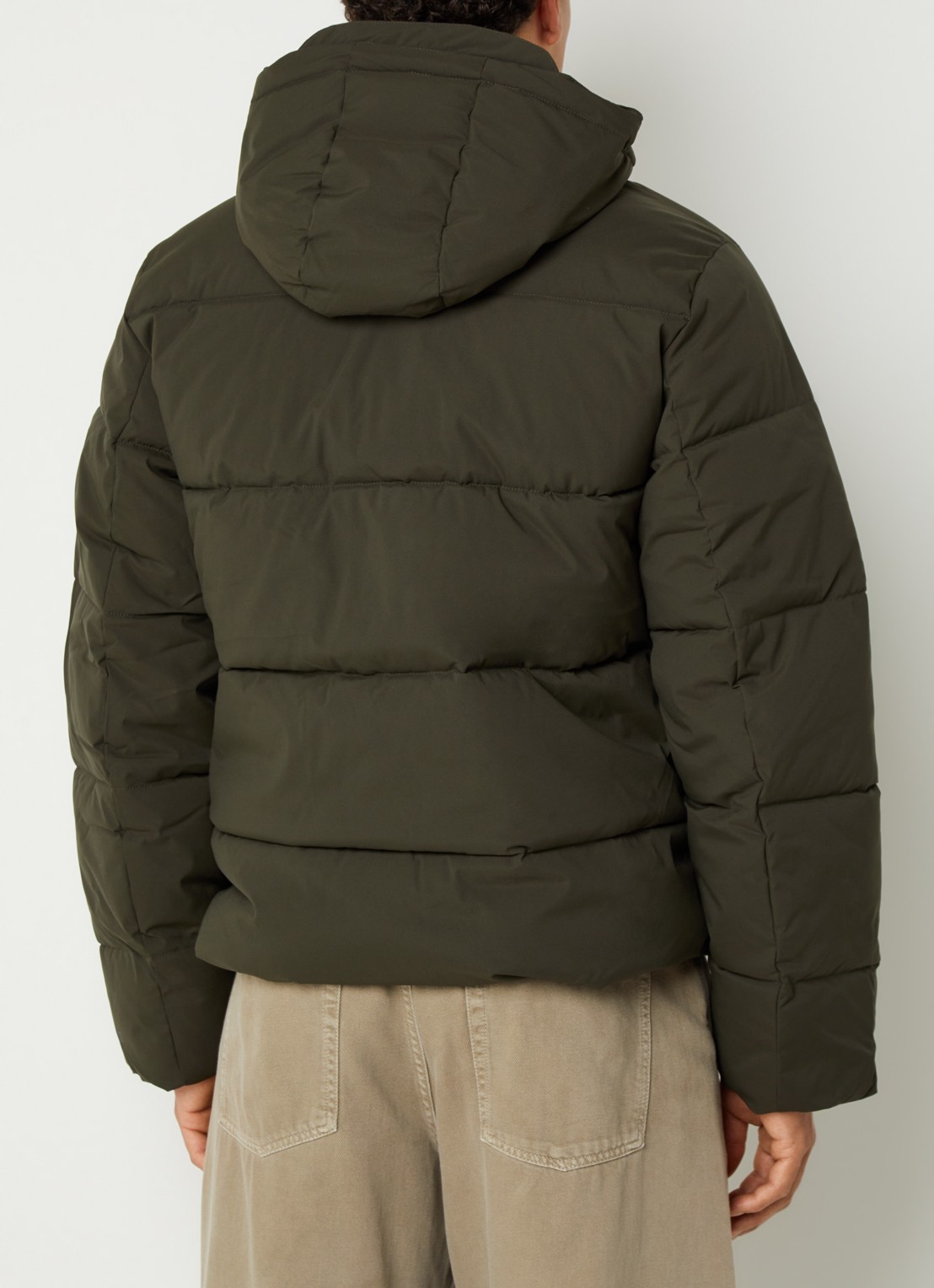 Les Deux Puffer jack met capuchon - achterkant 2 legergroen