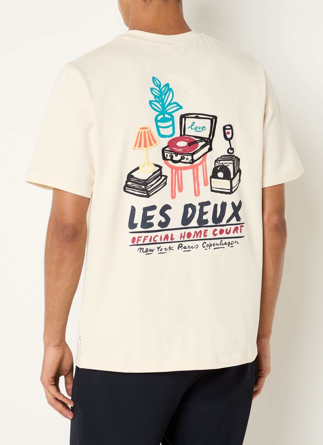 Les Deux Record T-shirt met front- en backprint - detail 3 ivoor