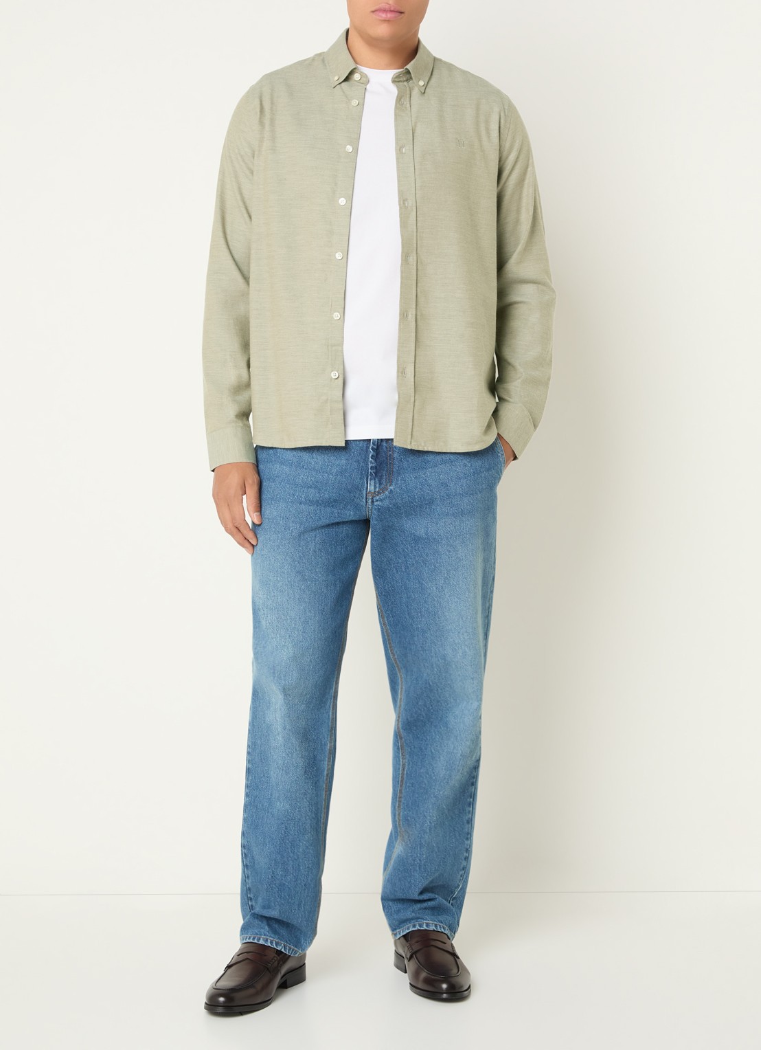 Les Deux Regular fit overhemd met kraag - voorkant 4 beige