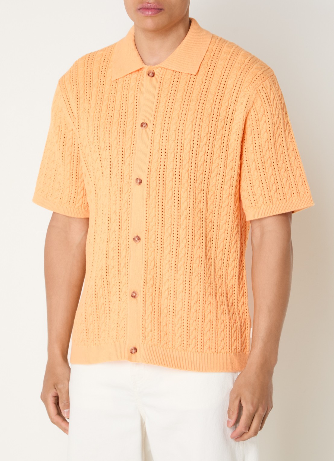 Les Deux Regular fit overhemd met structuur - detail 4 oranje