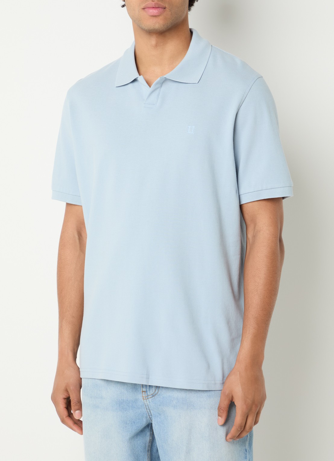 Les Deux Regular fit polo van piqué katoen - detail lichtblauw