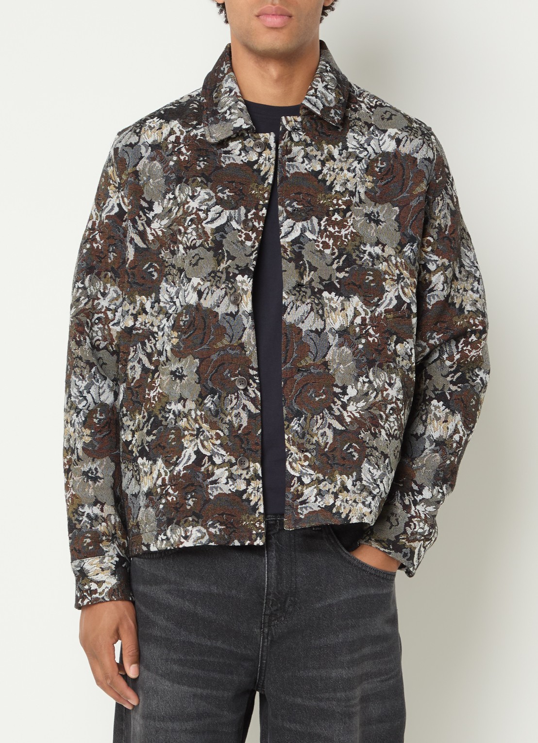 Les Deux Rose jack met jacquard dessin - detail donkerblauw