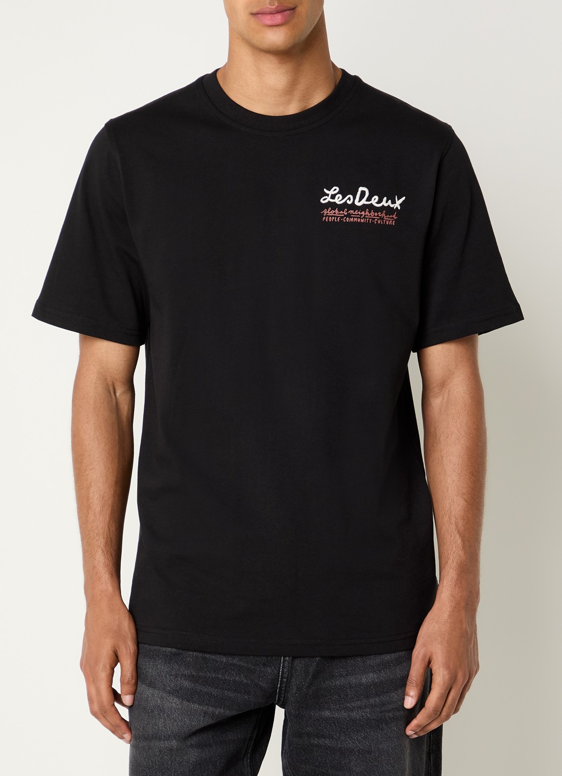 Les Deux Rural T-shirt met logoborduring en backprint - achterkant 4 zwart