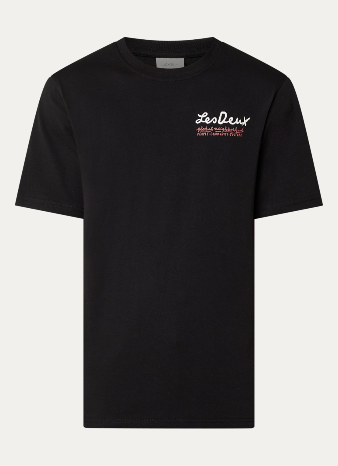 Les Deux Rural T-shirt met logoborduring en backprint - voorkant zwart